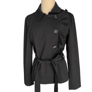 [Sandro] Black Sports Blazer with Ruffles